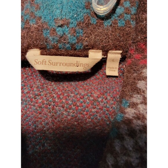 Soft Surroundings Aspen Plaid Sweater Coat Size L Women  Wool Alpaca Blend - Picture 3 of 9